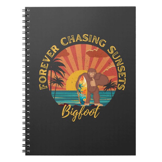 Cuaderno Persiguiendo por siempre a Sunsets Bigfoot Surfing (Frente)