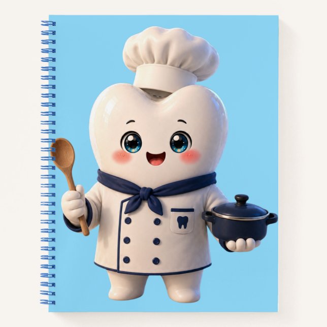 Cuaderno Personaje de diente de chef lindo regalo de dentis (Anverso)