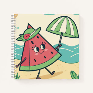 Cuaderno Personaje de Sandía Adorable en la Playa – Cuadern