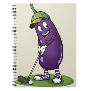 Cuaderno Personaje divertido de berenjena de golf: Vege de 
