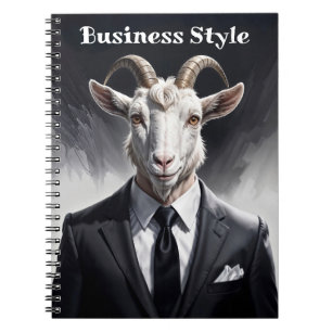 Cuaderno Personaje divertido de cabra con traje surrealista