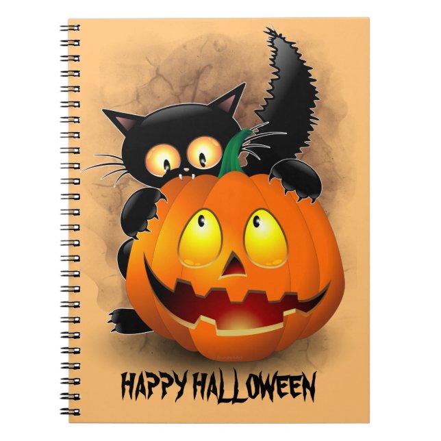Cuaderno Personaje divertido de Halloween mordiendo una cal (Frente)