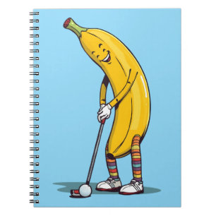 Cuaderno Personaje divertido de plátano de golf balanceándo