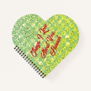 Cuaderno personal femenino verde lindo con nombre