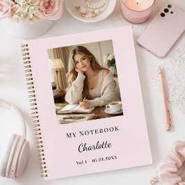 Cuaderno Personal Photo Blush Pink Script Journal
