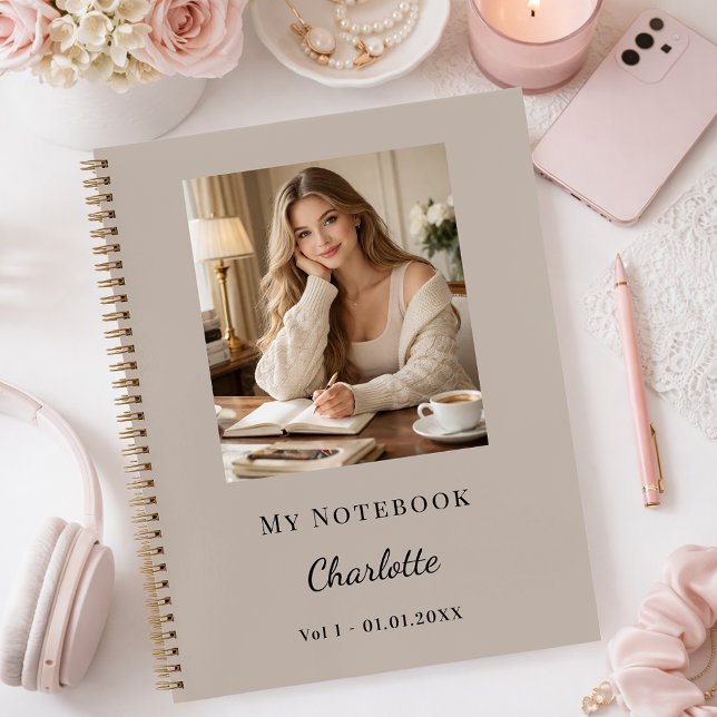 Cuaderno Personal Photo Mocha Taupe Script Journal (Subido por el creador)