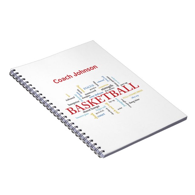Cuaderno Personalice al entrenador de baloncesto gracias en (Lado Derecho)
