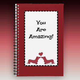 Cuaderno Personalice el bloc de notas Dachshund Heart Red S