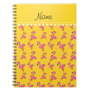 Cuaderno Personalice los flamencos rosados amarillos
