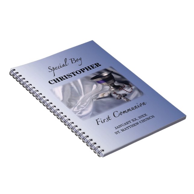 Cuaderno Personalice, niño, primera comunión azul (Lado Derecho)