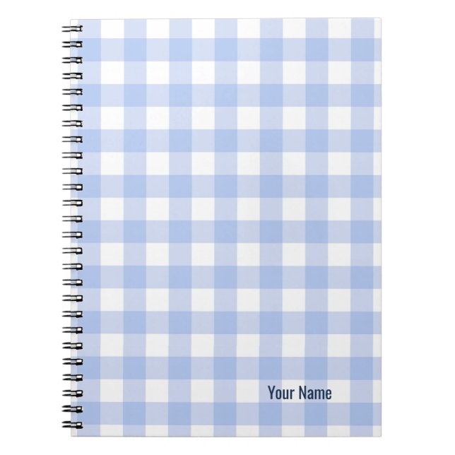 Cuaderno PERSONALISE Blue Gingham Pattern Notebook (Frente)