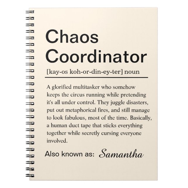 Cuaderno Personalised Chaos Coordinator Definition (Frente)