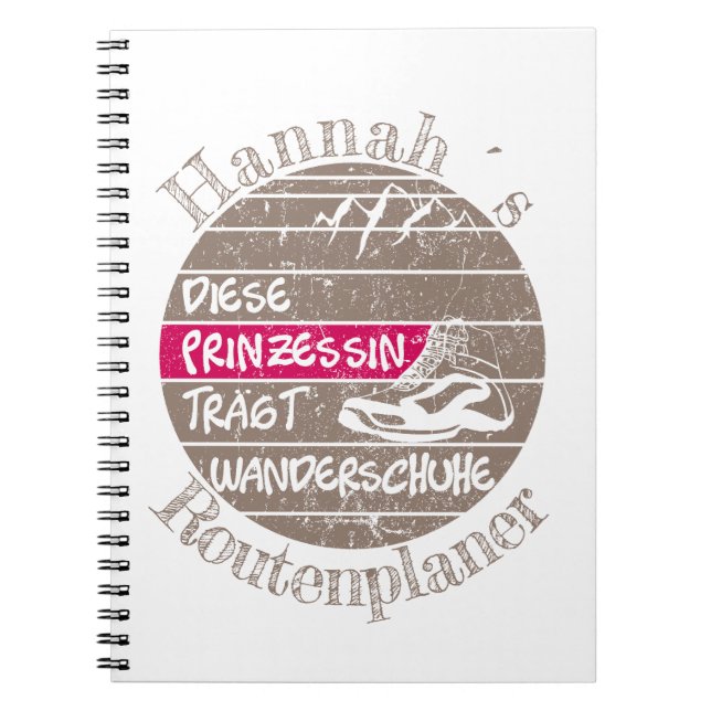 Cuaderno personalisierbar Name Prinzessin Wanderschuhe (Frente)
