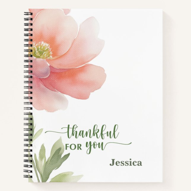 Cuaderno Personaliza Agradecido Contigo Flor Acuarela (Anverso)