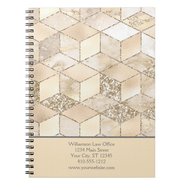 Cuaderno Personaliza Amarillo Marrón Gris Melocotón Geométr (Frente)