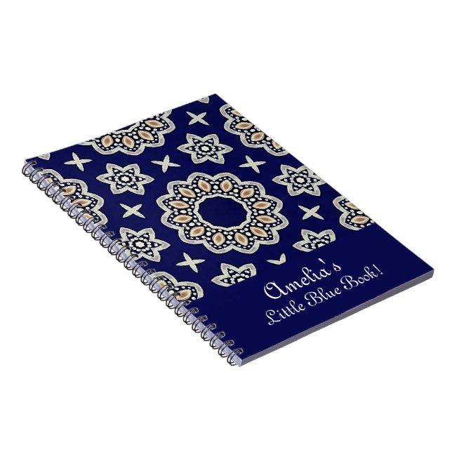 Cuaderno Personaliza Azul Marino Blanco & Dorado Arte de Ma (Lado Derecho)