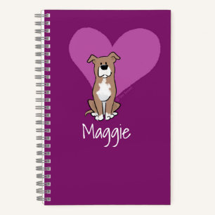 Cuaderno Personaliza Corazón Espiral Perro Staffy Lab Adora