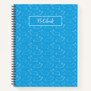 Cuaderno Personaliza Corgi Garabato Dibujado a Mano Verde T