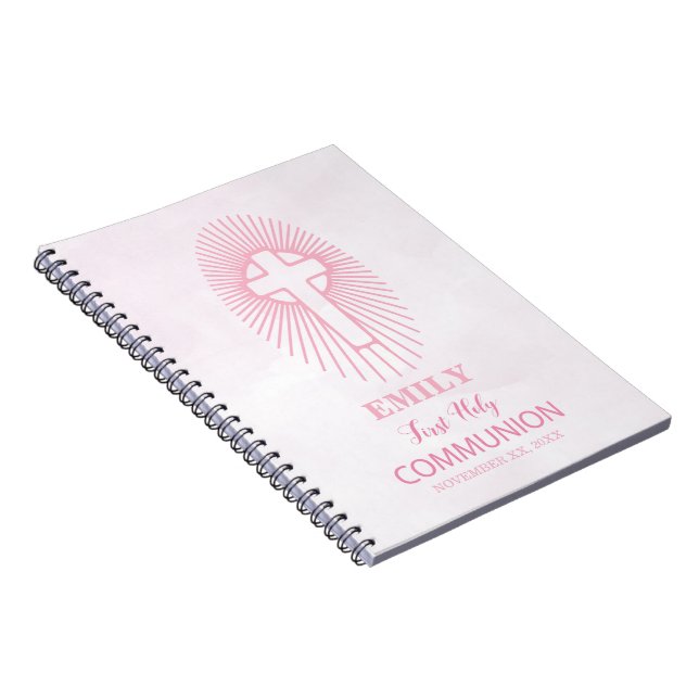 Cuaderno Personaliza, Cruz de la Primera Comunión rosa (Lado Derecho)