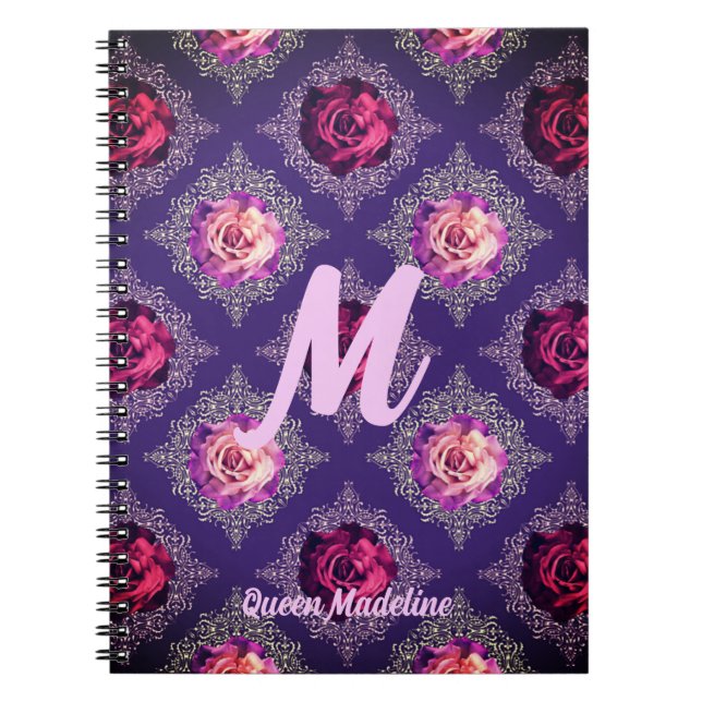 Cuaderno Personaliza el Amor de Rosa Púrpura Romántica (Frente)