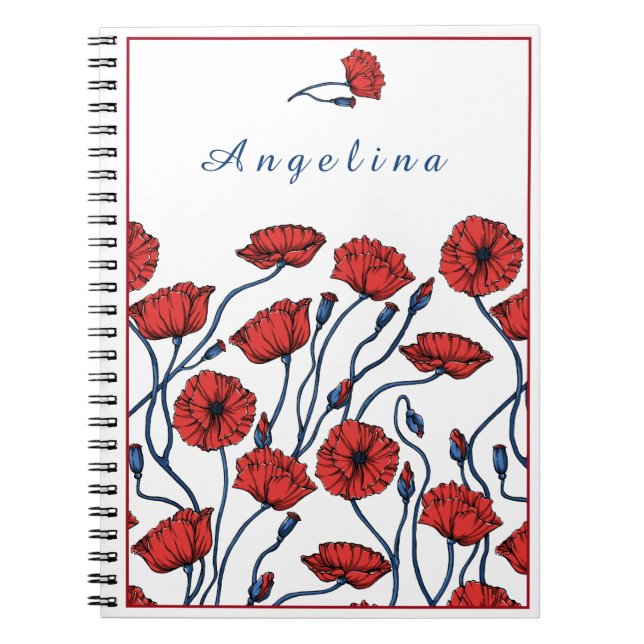 Cuaderno Personaliza el Bouquet de flores de amapola (Frente)