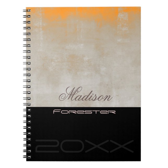 Cuaderno Personaliza el elegante Naranja Gray Black (Frente)