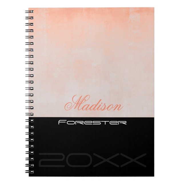 Cuaderno Personaliza el negro rosa de la rosa elegante (Frente)
