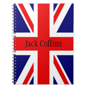Cuaderno Personaliza el nombre de la bandera británica - la