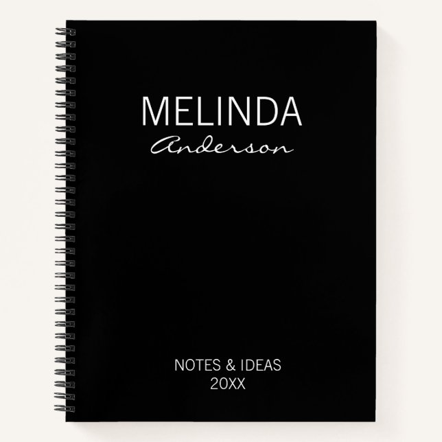 Cuaderno Personaliza Elegante Regalo Blanco y Negro (Anverso)