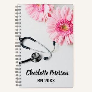 Cuaderno Personaliza Enfermera Registrada Floral Rosa Daisy