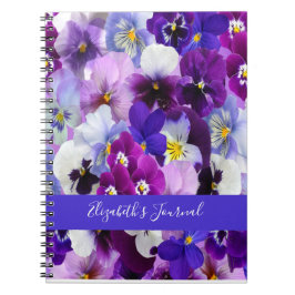 Cuaderno Personaliza Flores de Pensamiento Florales Azul Pu