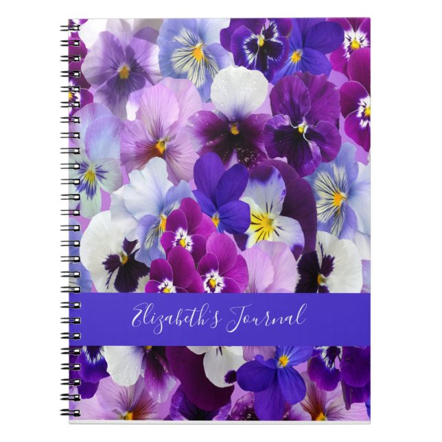 Cuaderno Personaliza Flores de Pensamiento Florales Azul Pu (Frente)