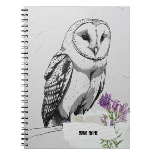 Cuaderno PERSONALIZA Ilustración de búho negro y blanco