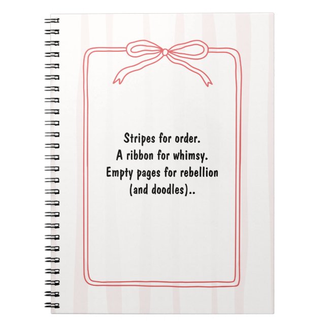Cuaderno Personaliza Patrón de cinta roja con franja rosa (Frente)
