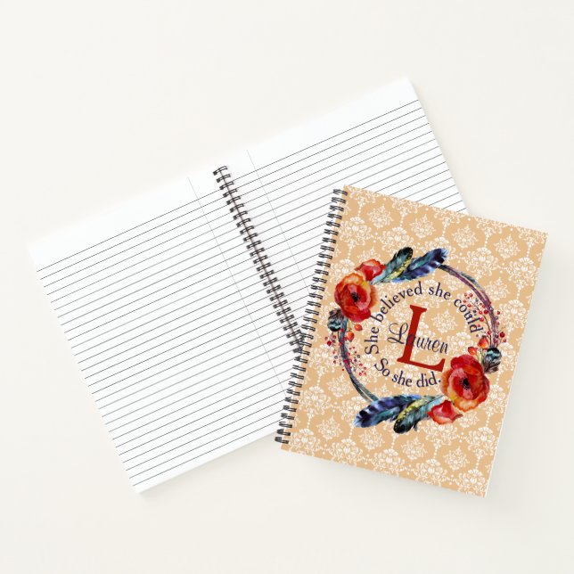 Cuaderno Personaliza Que Creía Que Podía Monograma Floral (Interior)