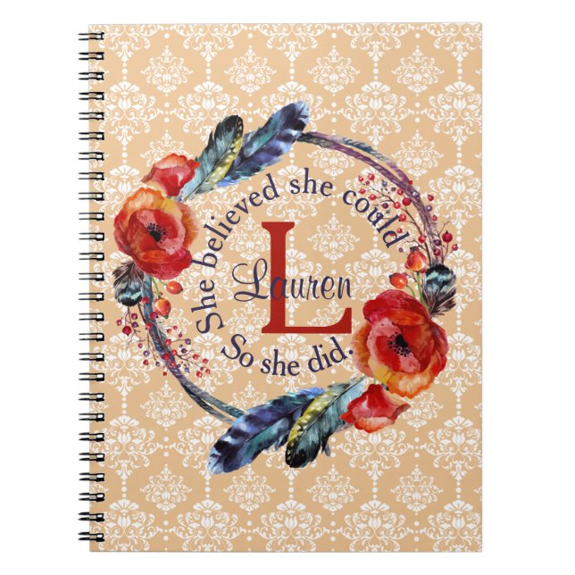 Cuaderno Personaliza Que Creía Que Podía Monograma Floral (Frente)