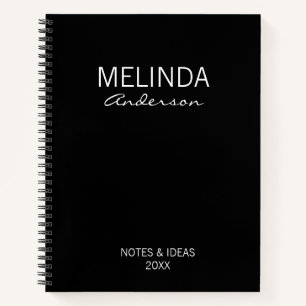 Cuaderno Personaliza Regalo Elegante Blanco y Negro