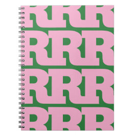 Cuaderno Personaliza tu letra, patrón de monograma en negri