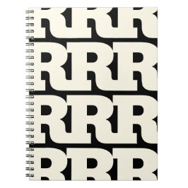 Cuaderno Personaliza tu letra, patrón de monograma en negri