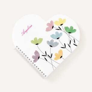 Cuaderno personaliza tu nombre e inicial con flores silvest