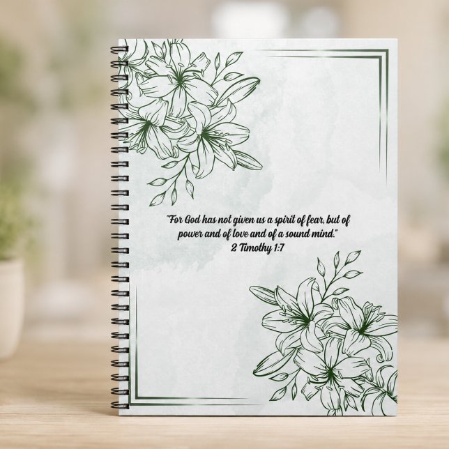 Cuaderno Personaliza Verde Botánico Vintage y Versículo de  (Subido por el creador)