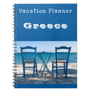 Cuaderno Personalizable azul Grecia, planificador de vacaci