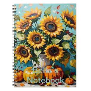 Cuaderno Personalizable Boho, girasoles bohemios, girasol,