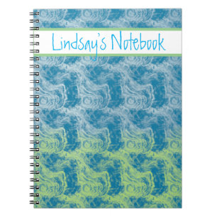 Cuaderno personalizable con remolino azul y verde