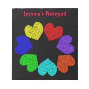 Cuaderno Personalizable Corazones de Amor Arcoíris