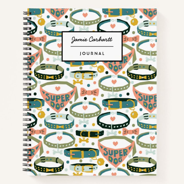 Cuaderno Personalizable Cute Designer Dog Collar (Anverso)