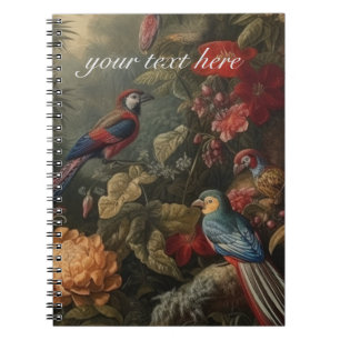 Cuaderno Personalizable de aves botánicas vintage