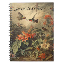 Cuaderno Personalizable de colibríes de la escena botánica 