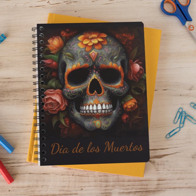 Cuaderno Personalizable de cráneo pintado de Dia de los Mue (Subido por el creador)