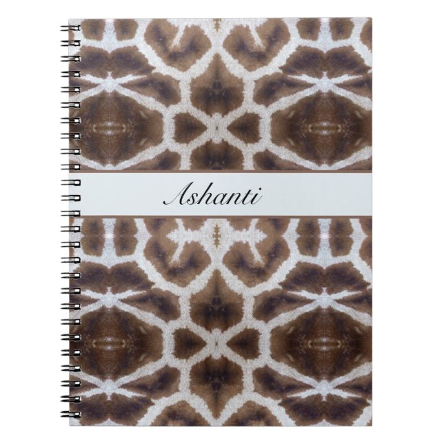 Cuaderno Personalizable de estilo safari de patrón de jiraf (Frente)